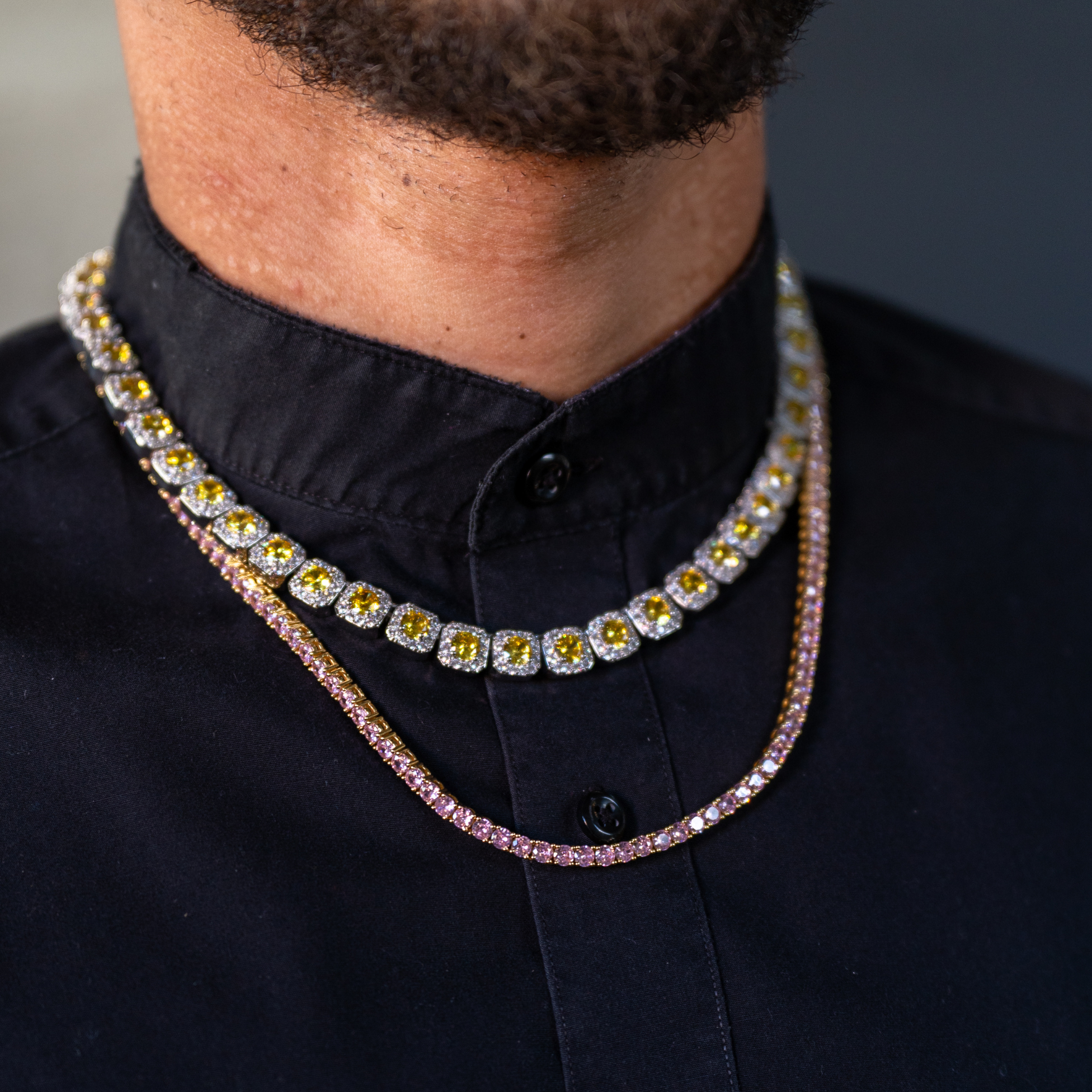 Yellow Cushion Cut Chain Necklace